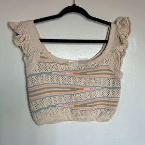 Goodnight Macaroon Cream Multicolor Knit Crop Top